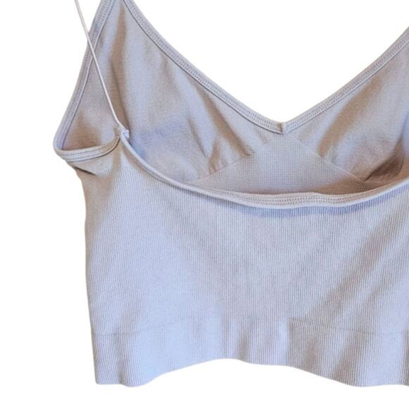 Free People Intimately Ribbed V Neck Cami Crop Top Nude XS/S - Picture 5 of 5